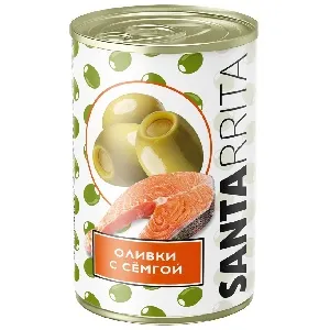 Оливки SANTARRITA с сёмгой (лососем) /жесть/ 280г*12 Оливки SANTARRITA с сёмгой (лососем) /жесть/ 280г*12