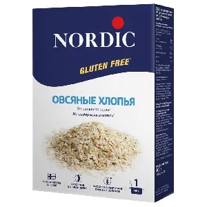 Хлопья NORDIC овсяные из цельного зерна БЕЗ ГЛЮТЕНА /картон/ 400г*10