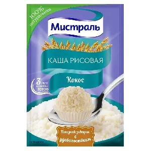 Каша МИСТРАЛЬ рисовая "Кокос" /пакет/ 30г*25 Каша МИСТРАЛЬ рисовая "Кокос" /пакет/ 30г*25