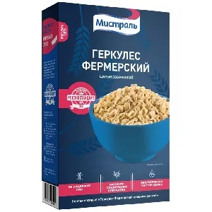 Хлопья МИСТРАЛЬ Геркулес Фермерский /картон/ 400г*12 Хлопья МИСТРАЛЬ Геркулес Фермерский /картон/ 400г*12