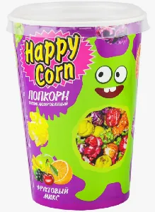 Воздушная кукуруза HAPPY CORN Монстрики - Фруктовый микс /стакан/ 100г*6