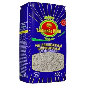Рис TaMashAe MIADI длиннозерный НЕпропаренный для плова и гарнира /пакет/ 450г*12 Рис TaMashAe MIADI длиннозерный НЕпропаренный для плова и гарнира /пакет/ 450г*12
