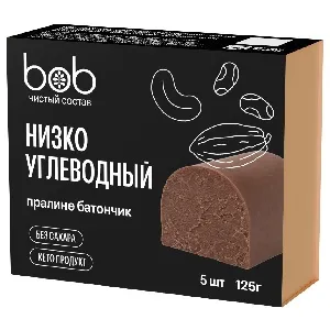 Батончик BOB неглазированный Низкоуглеводный без добавления сахара (25г*5шт) /картон/ 125г*12 Батончик BOB неглазированный Низкоуглеводный без добавления сахара (25г*5шт) /картон/ 125г*12