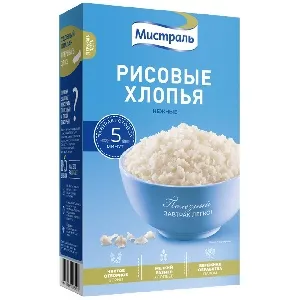 Хлопья МИСТРАЛЬ Рисовые Нежные /картон/ 400г*12 Хлопья МИСТРАЛЬ Рисовые Нежные /картон/ 400г*12