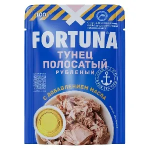 Тунец FORTUNA рубленый с маслом /пауч/ 100г*24 Тунец FORTUNA рубленый с маслом /пауч/ 100г*24