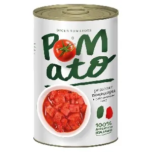 Помидоры POMATO резаные в собственном соку /жесть/ 400г*12 Помидоры POMATO резаные в собственном соку /жесть/ 400г*12