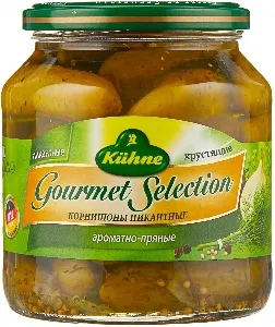 Корнишоны KUHNE пикантые ароматно-пряные /стекло/ 530г*8 Корнишоны KUHNE пикантые ароматно-пряные /стекло/ 530г*8