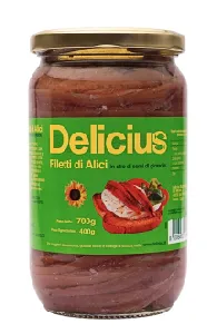 Анчоусы DELICIUS филе в подсолнечном масле /стекло/ 700г*6 Анчоусы DELICIUS филе в подсолнечном масле /стекло/ 700г*6