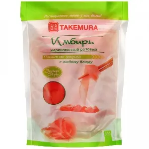 Имбирь TAKEMURA розовый маринованный /дой-пак/ нетто 300г (150г)*30 Имбирь TAKEMURA розовый маринованный /дой-пак/ нетто 300г (150г)*30