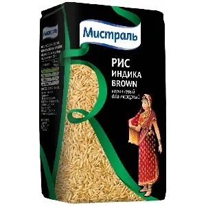 Рис МИСТРАЛЬ Индика BROWN коричневый длиннозерный /пакет/ 450г*12 Рис МИСТРАЛЬ Индика BROWN коричневый длиннозерный /пакет/ 450г*12