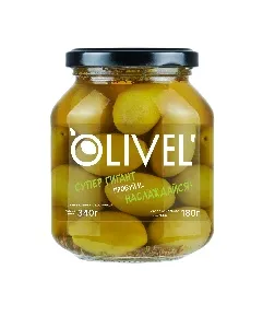 Оливки OLIVEL зеленые СУПЕР ГИГАНТ с косточкой пряные в рассоле с маслом /стекло/ 340г*6 Оливки OLIVEL зеленые СУПЕР ГИГАНТ с косточкой пряные в рассоле с маслом /стекло/ 340г*6