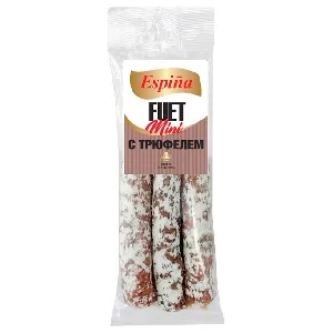 Колбаса ESPINA Fuet - mini "Фуэт - мини с трюфелем" из свинины сыровяленая полусухая 60г*12 Колбаса ESPINA Fuet - mini "Фуэт - мини с трюфелем" из свинины сыровяленая полусухая 60г*12