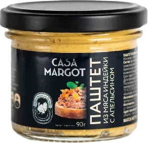 Паштет CASA MARGOT из мяса индейки с апельсином /стекло/ 90г*10 Паштет CASA MARGOT из мяса индейки с апельсином /стекло/ 90г*10