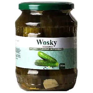 Огурцы WOSKY соленые (БОЧКОВЫЕ) /стекло/ 700мл/690г*12 Огурцы WOSKY соленые (БОЧКОВЫЕ) /стекло/ 700мл/690г*12