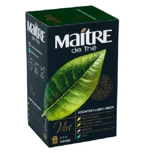 Чай MAITRE DE THE зеленый ClassicGreen (молочный улун, зеленый оригинальный, жасмин, мята - 20 пак) /картон/ 40г*12