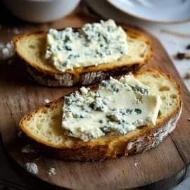 Сыр БЕЛЫЙ КАМЕНЬ мягкий с голубой плесенью Блю Крема (жирность 70%) ~90~130г*18