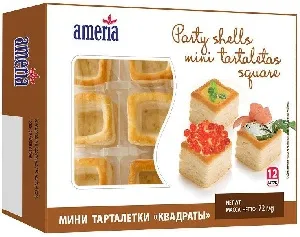 Тарталетки AMERIA мини "квадраты" (12шт) 72г*12 Тарталетки AMERIA мини "квадраты" (12шт) 72г*12